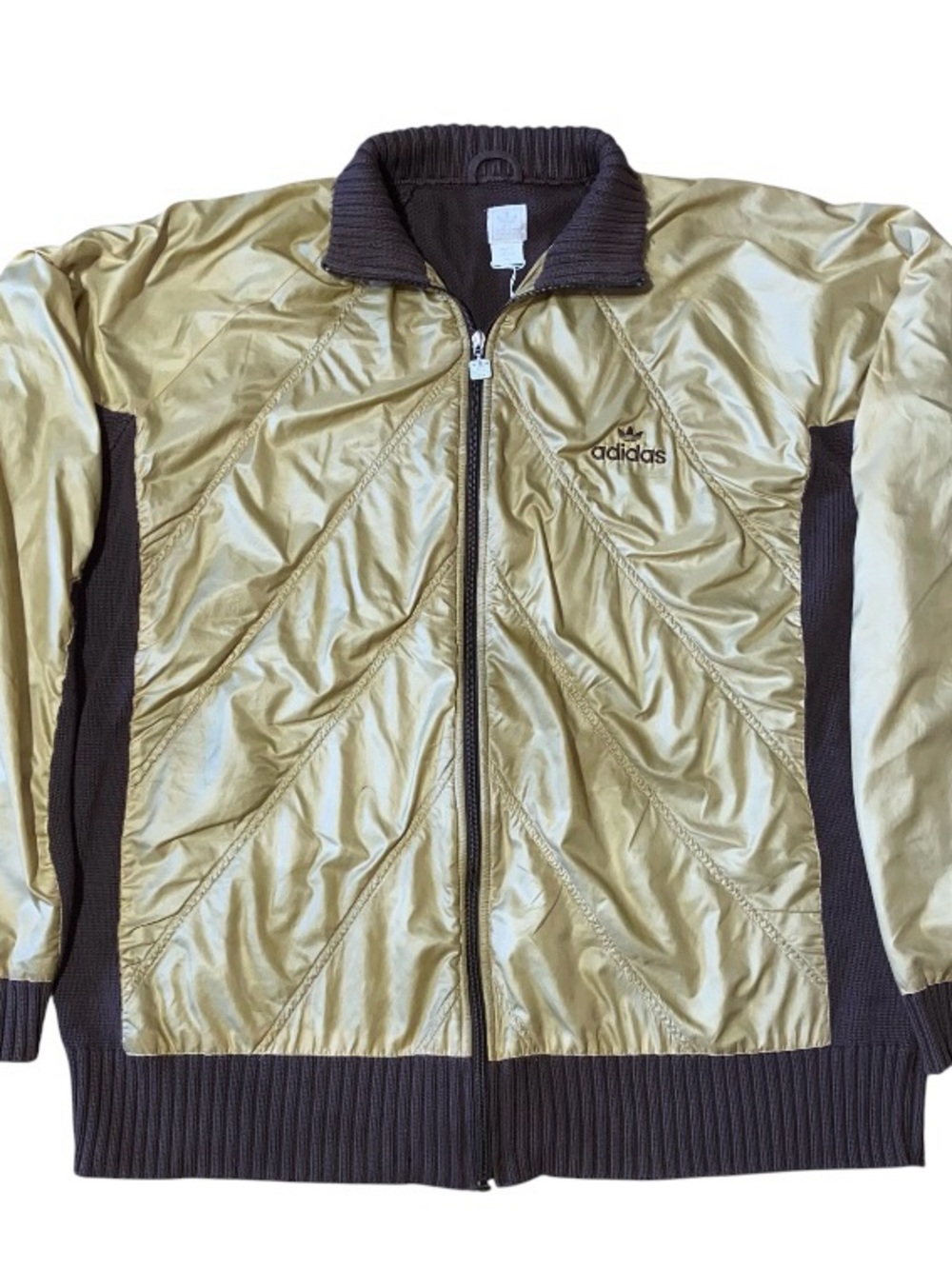 Vintage Addias Track Jacket Knit Nylon Jacket Brown Full Zip Mens Size 2XL (DB2)